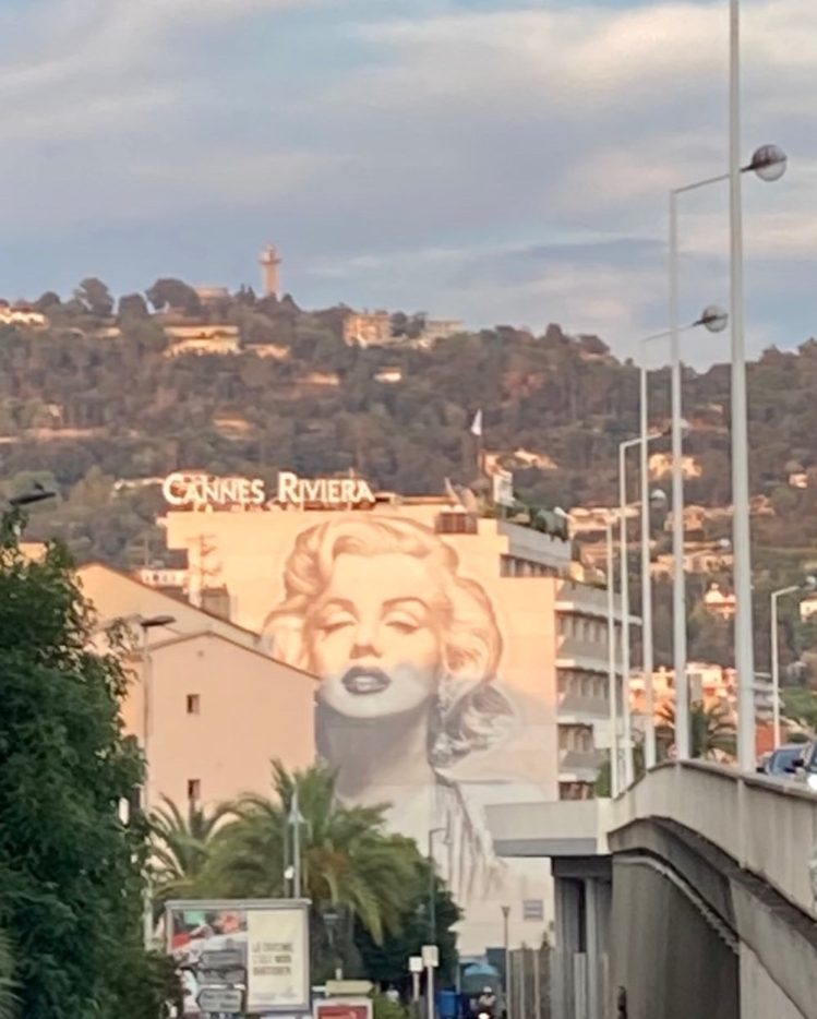 mural of Marilyn Monroe with Cannes Riviera sign